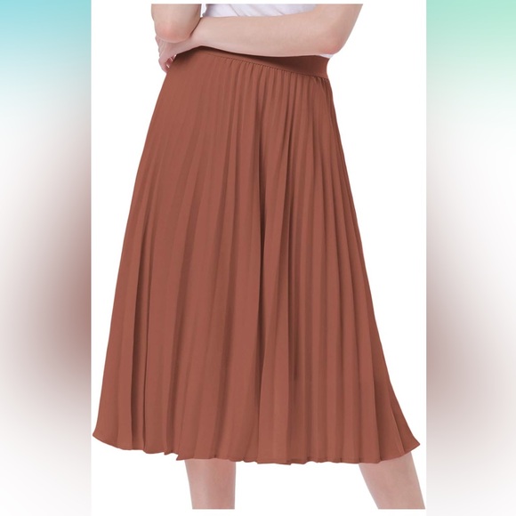 Kate Kasin Women's High Waist Pleated A-Line Swing Skirt XL Rose - Picture 3 of 7